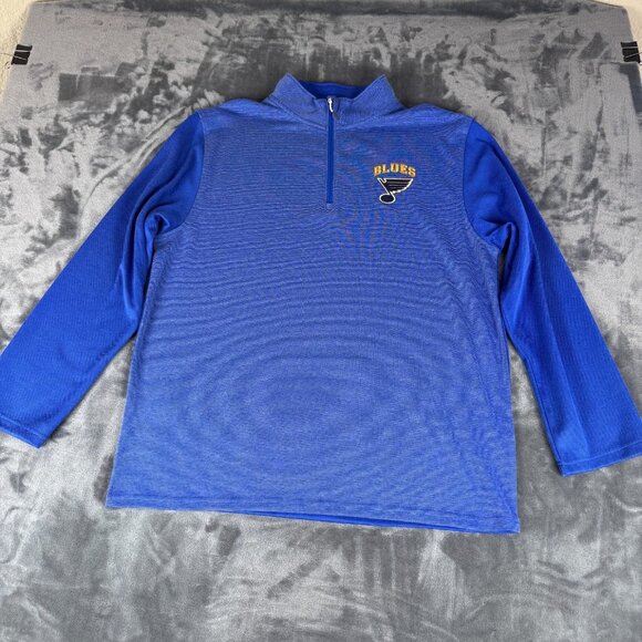 NHL Other - St. Louis Blues Mens L 42/44 Blue NHL Hockey Quarter Zip Pullover Embroidered